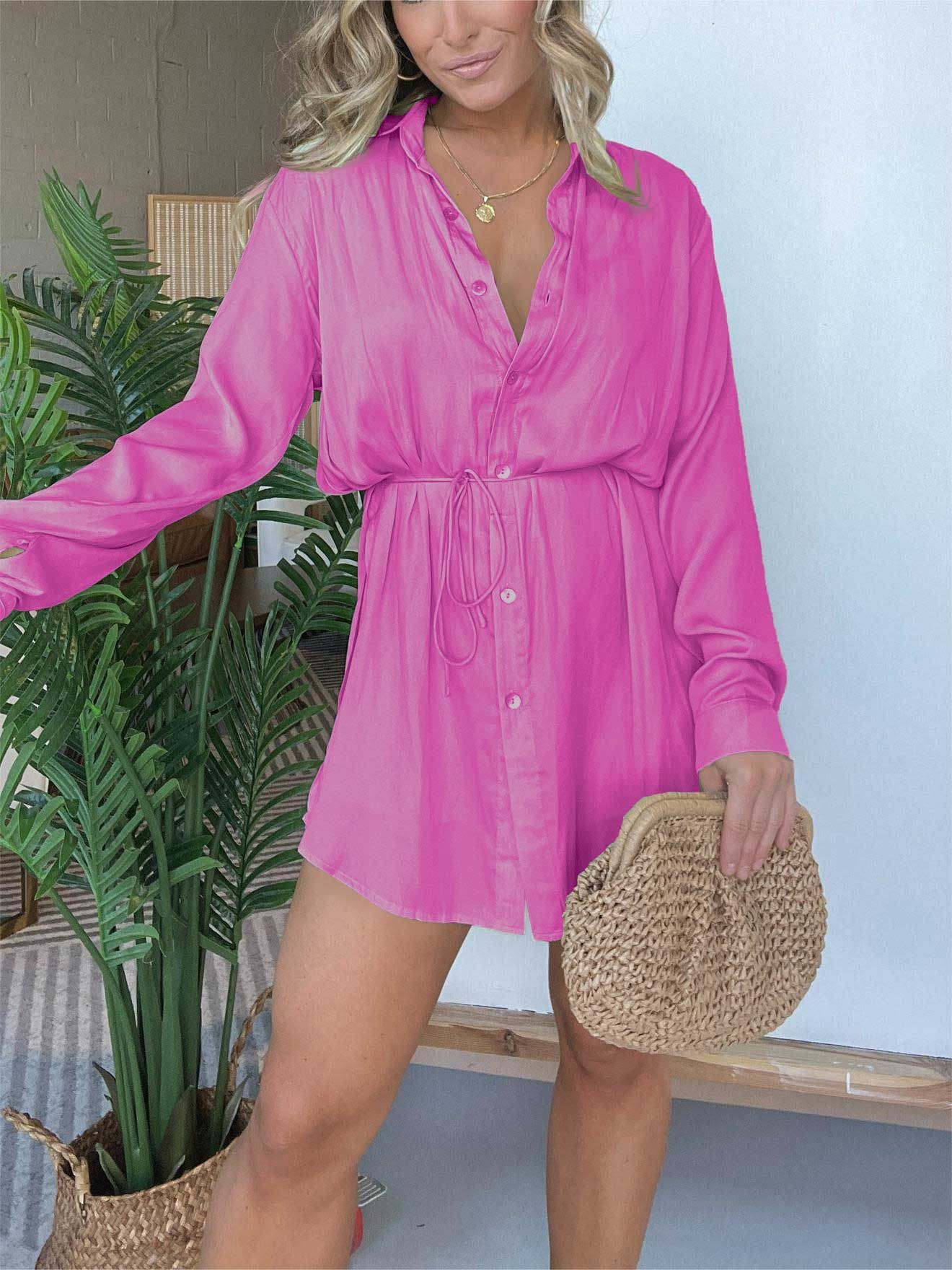 Allure Long Sleeve Jumpsuit With Button Dress