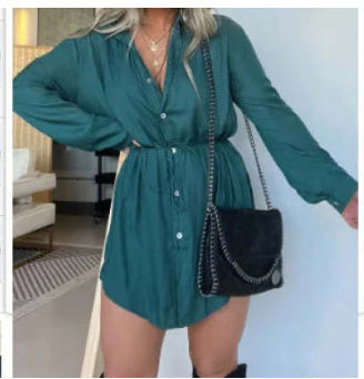 Allure Long Sleeve Jumpsuit With Button Dress